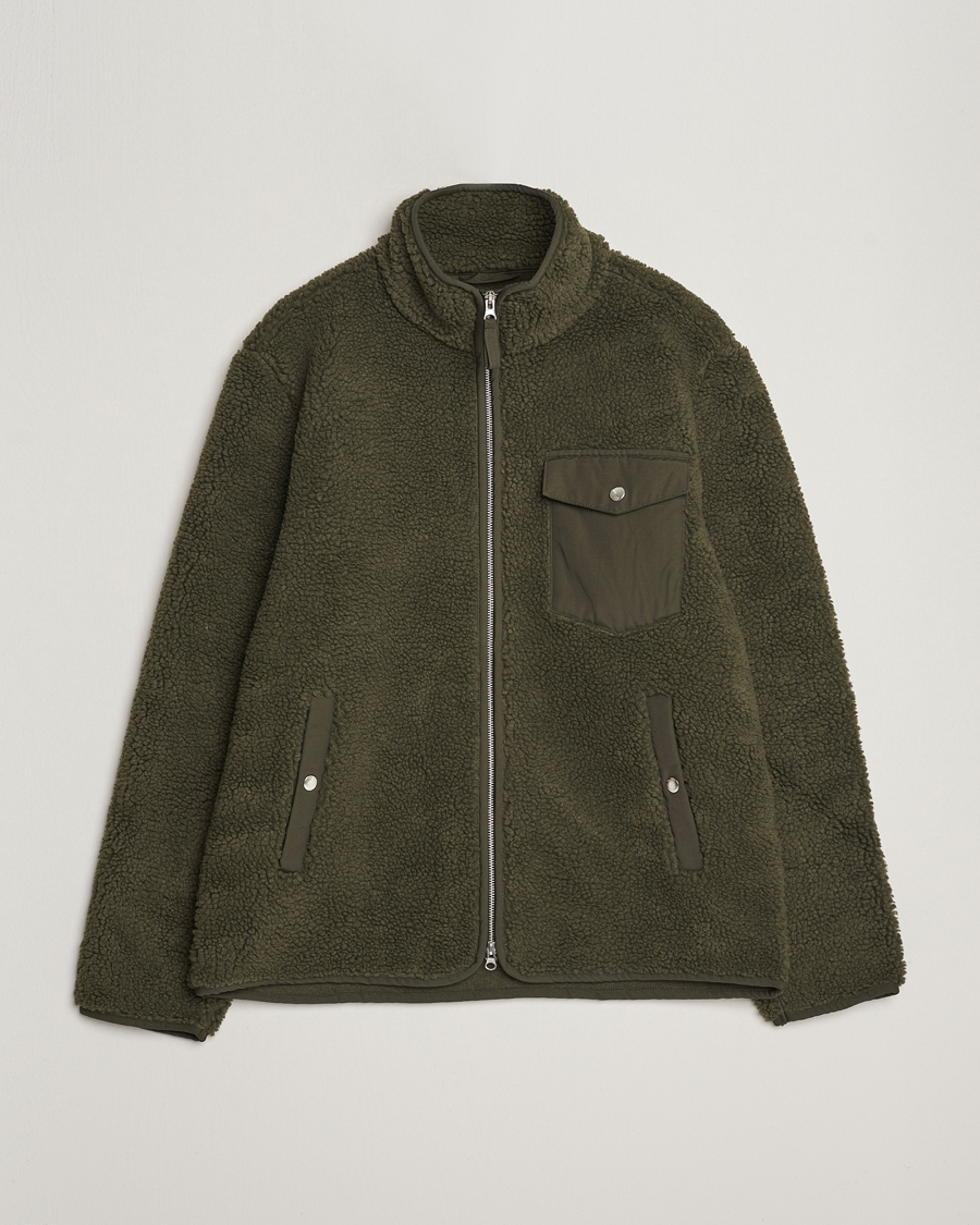 Heren | Truien | A Day's March | Tone Pile Fleece Jacket Deep Green