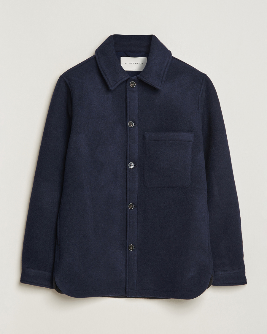 Heren | Business & Beyond | A Day's March | Epernay Wool Overshirt Navy