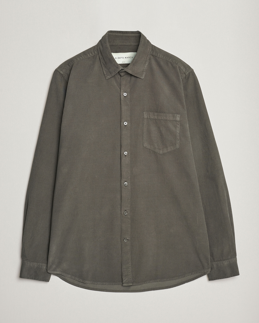 Heren | Overhemden | A Day's March | Daintree Baby Cord Shirt Olive