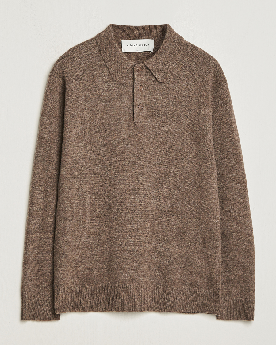 Heren | Truien | A Day's March | Avoch Lambswool Polo Taupe