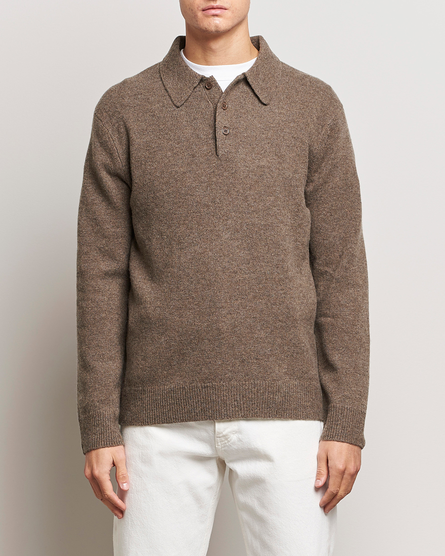 Heren | Business & Beyond | A Day's March | Avoch Lambswool Polo Taupe