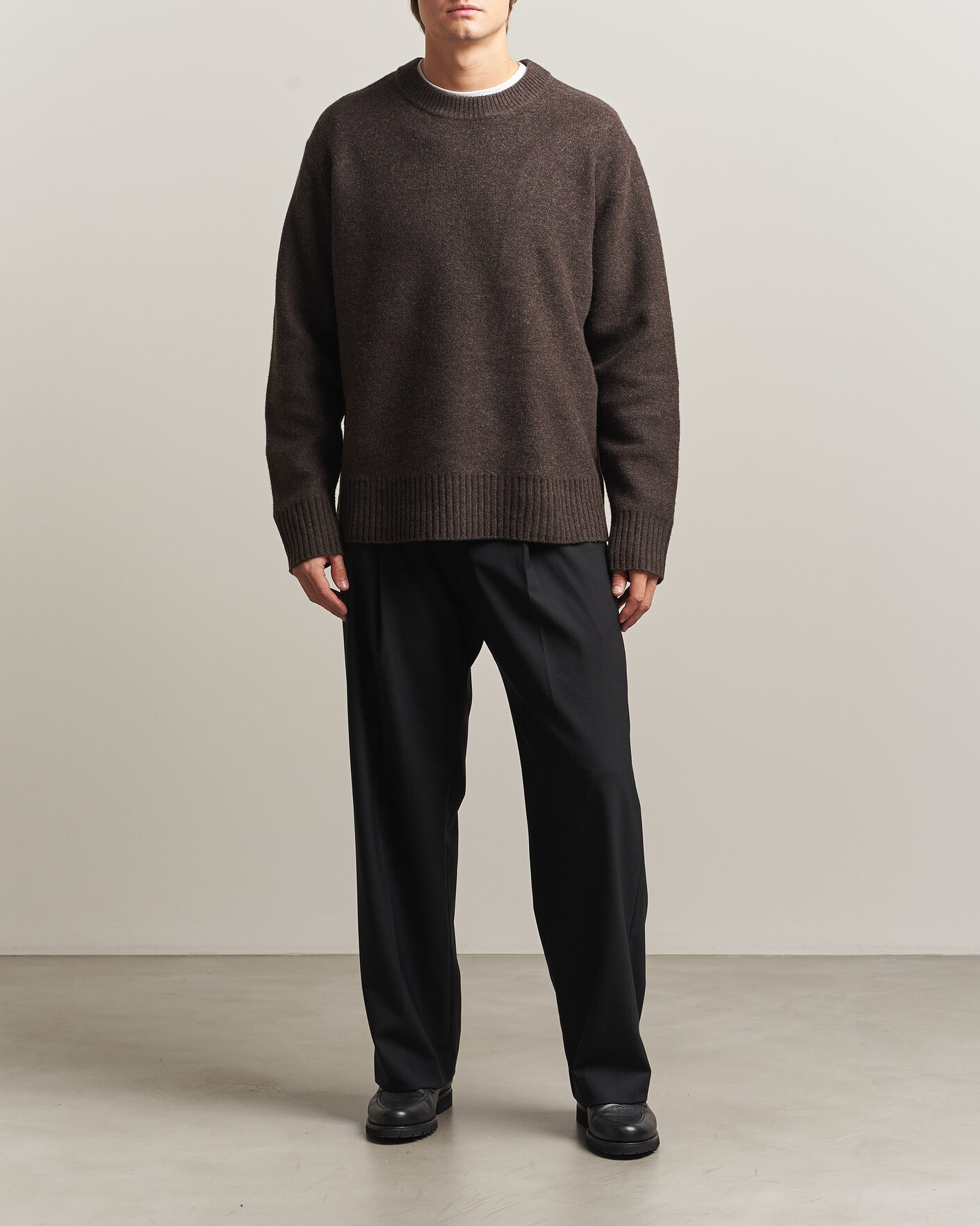 Heren | Truien | A Day's March | Tietar Boiled Merino Sweater Java Brown