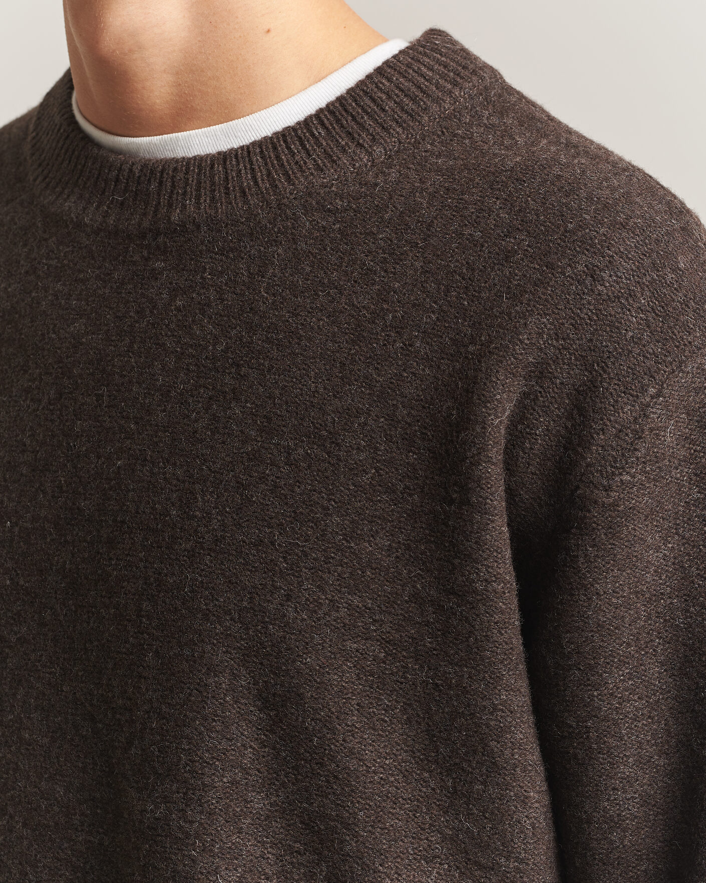 Heren | Truien | A Day's March | Tietar Boiled Merino Sweater Java Brown