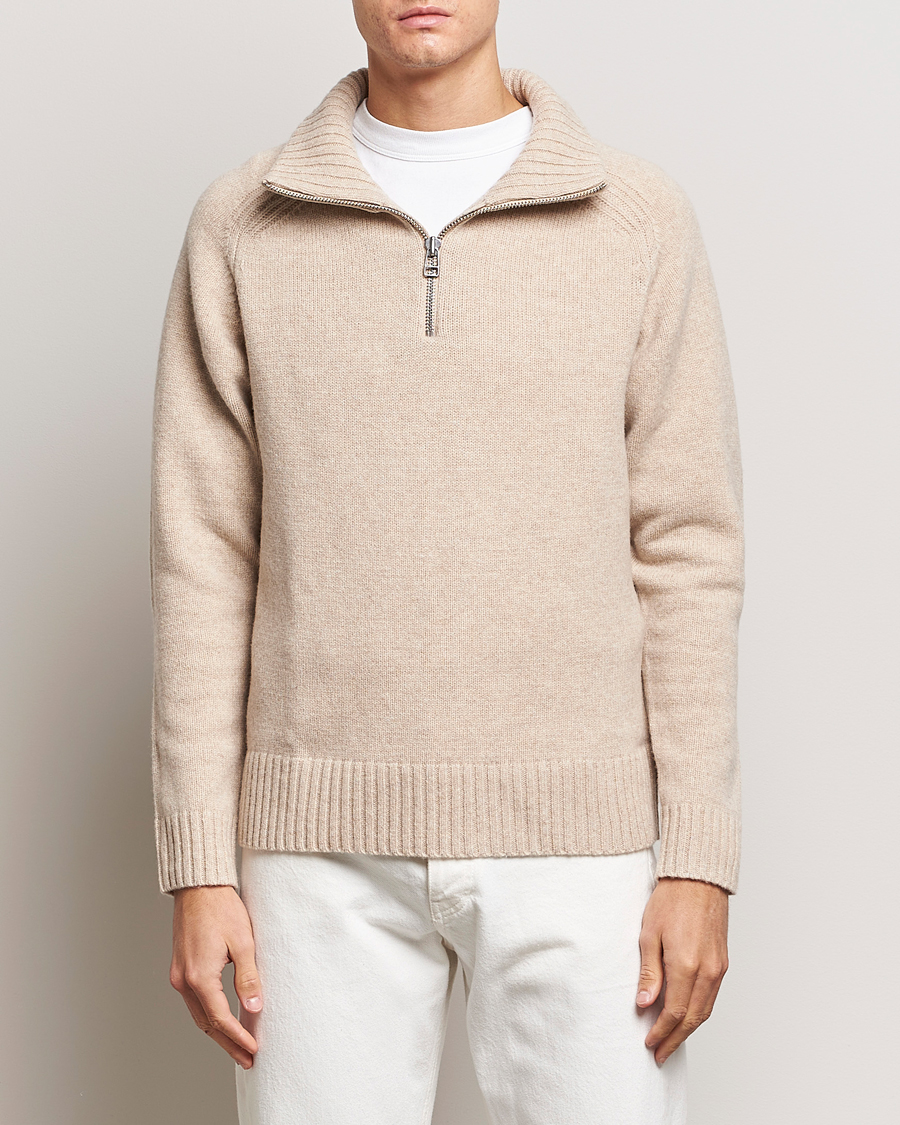 Heren | Truien | A Day's March | Cullan Wool Half-Zip Sand