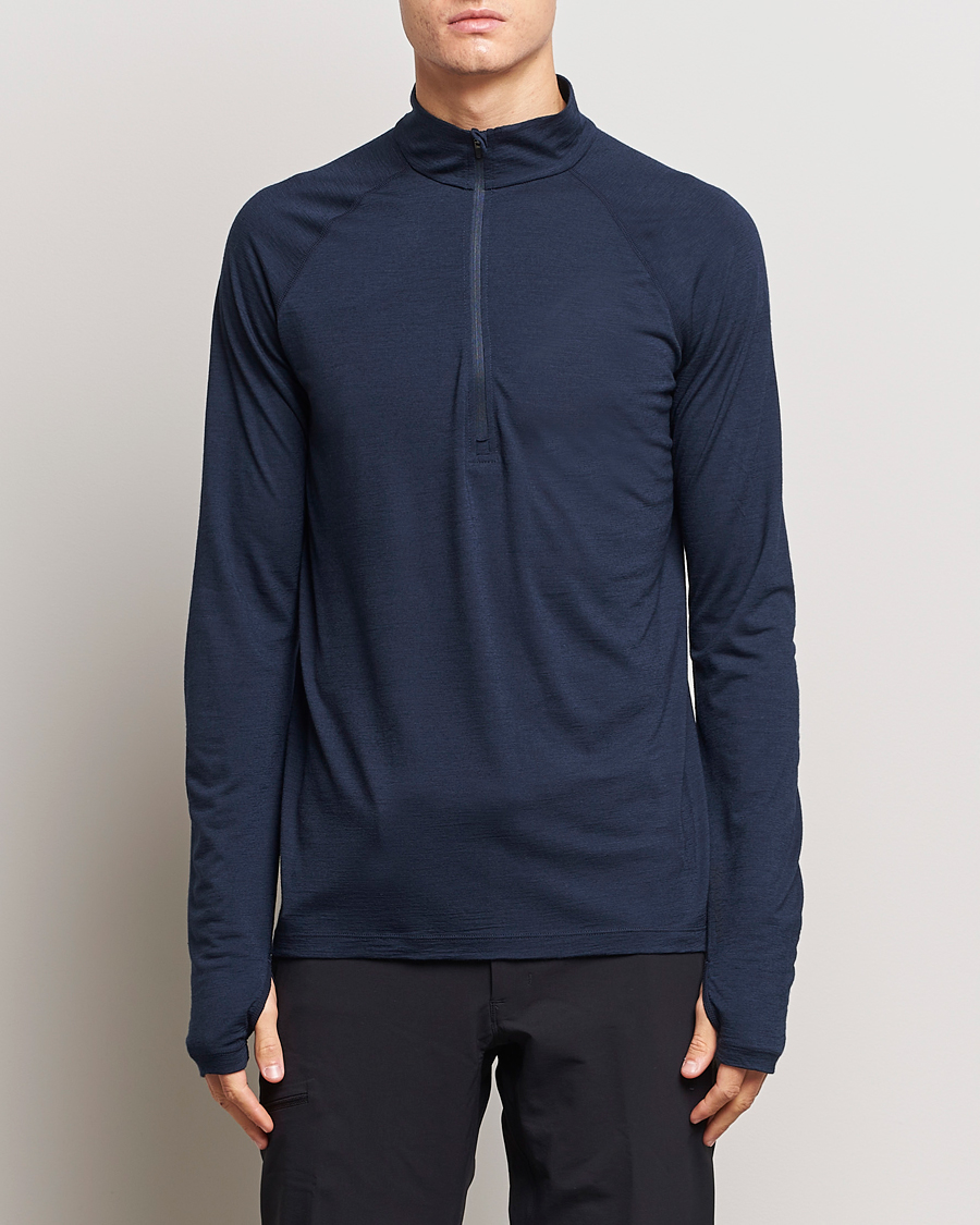 Heren | Truien | Houdini | Desoli Merino Light Half Zip Blue Illusion