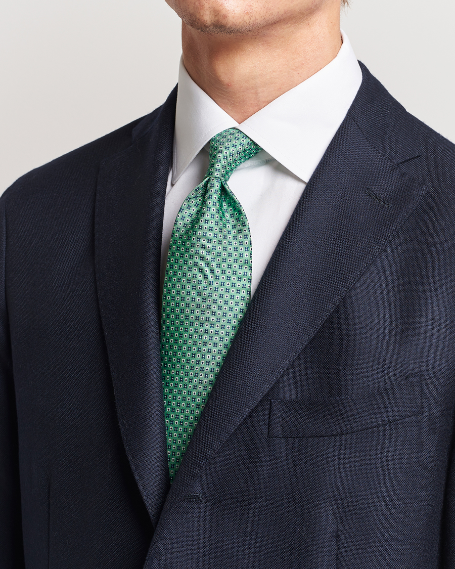 Heren |  | E. Marinella | 3-Fold Printed Silk Tie Light Green