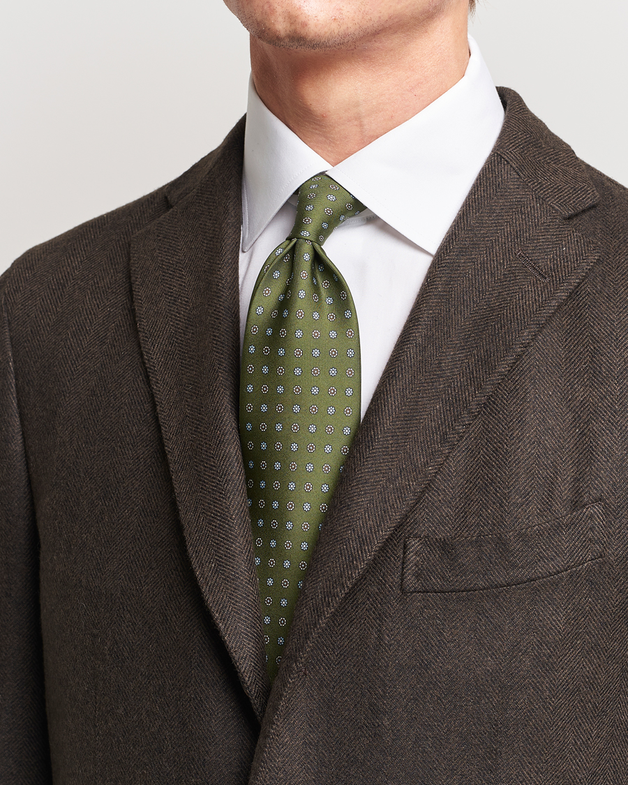 Heren |  | E. Marinella | 3-Fold Printed Silk Tie Green