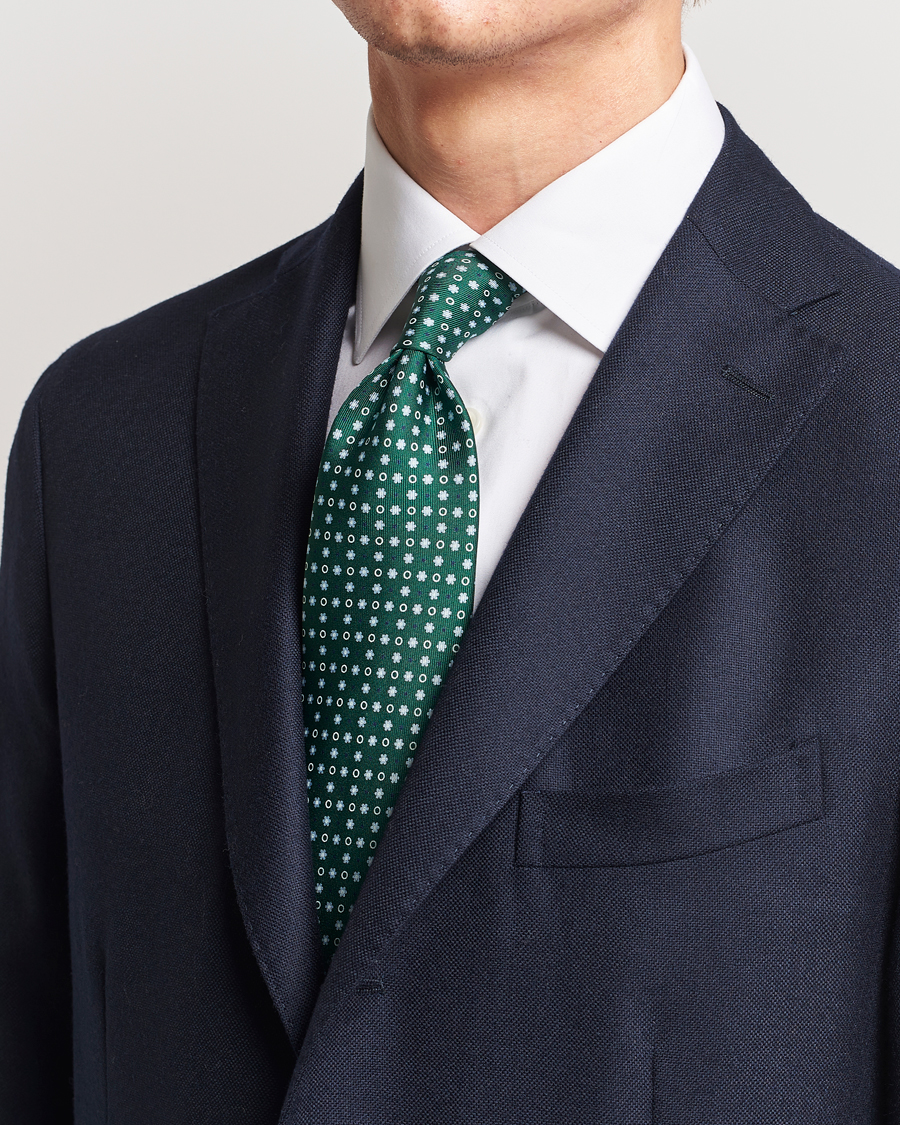 Heren | Accessoires | E. Marinella | 3-Fold Printed Silk Tie Dark Green