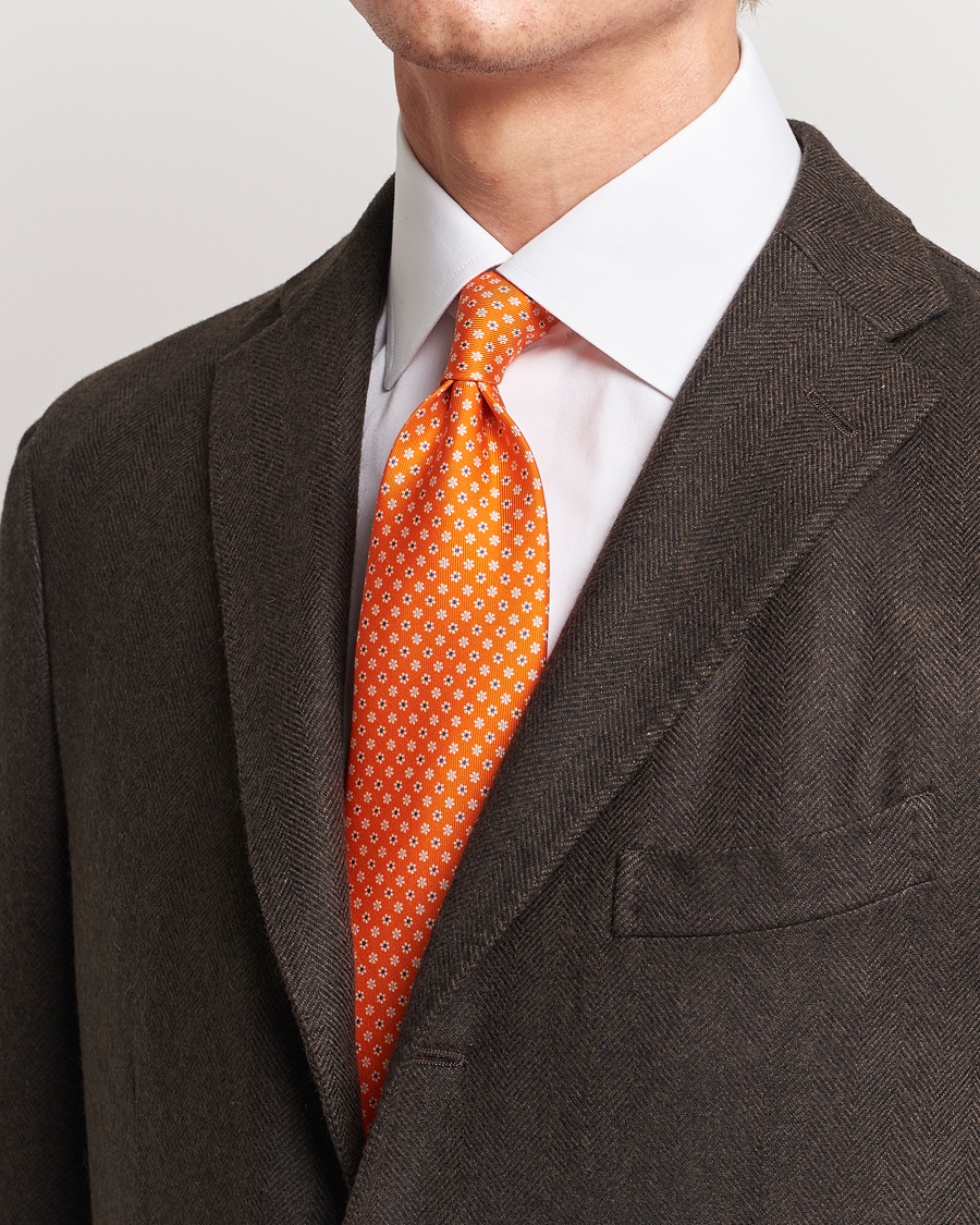 Heren |  | E. Marinella | 3-Fold Printed Silk Tie Orange