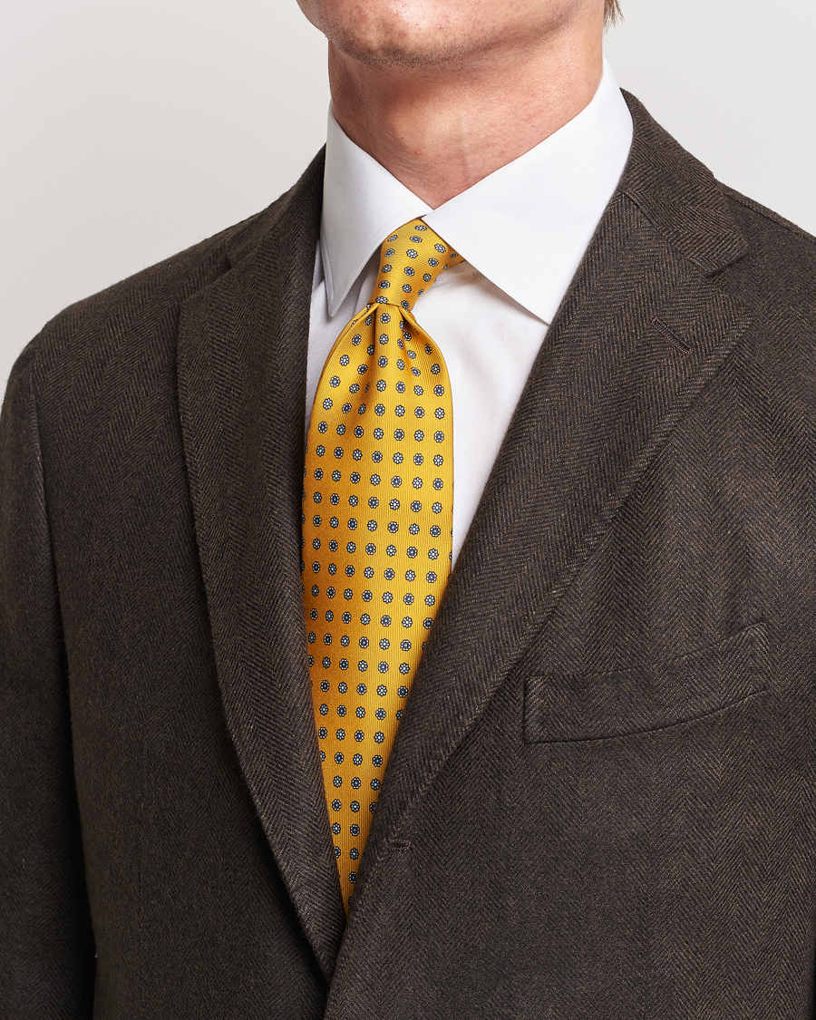 Heren | Sale | E. Marinella | 3-Fold Printed Silk Tie Yellow