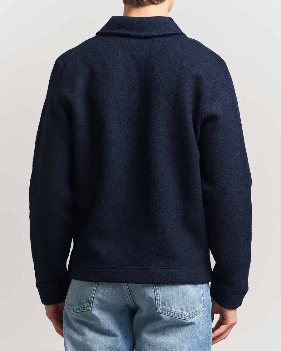 Heren | Truien | Samsøe Samsøe | Hannes Boiled Wool Full Zip Salute Navy