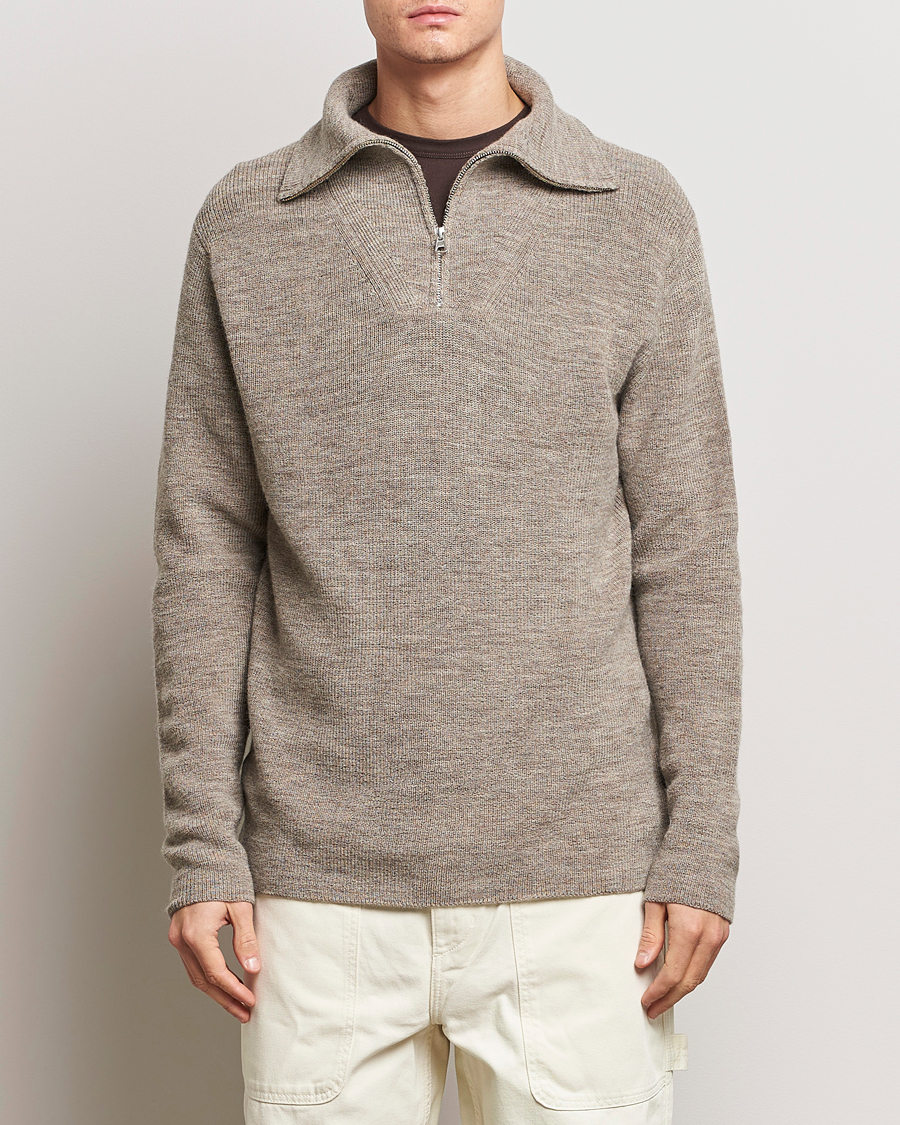 Heren | Sale -30% | NN07 | Carl Rib Knitted Half Zip Nature Melange