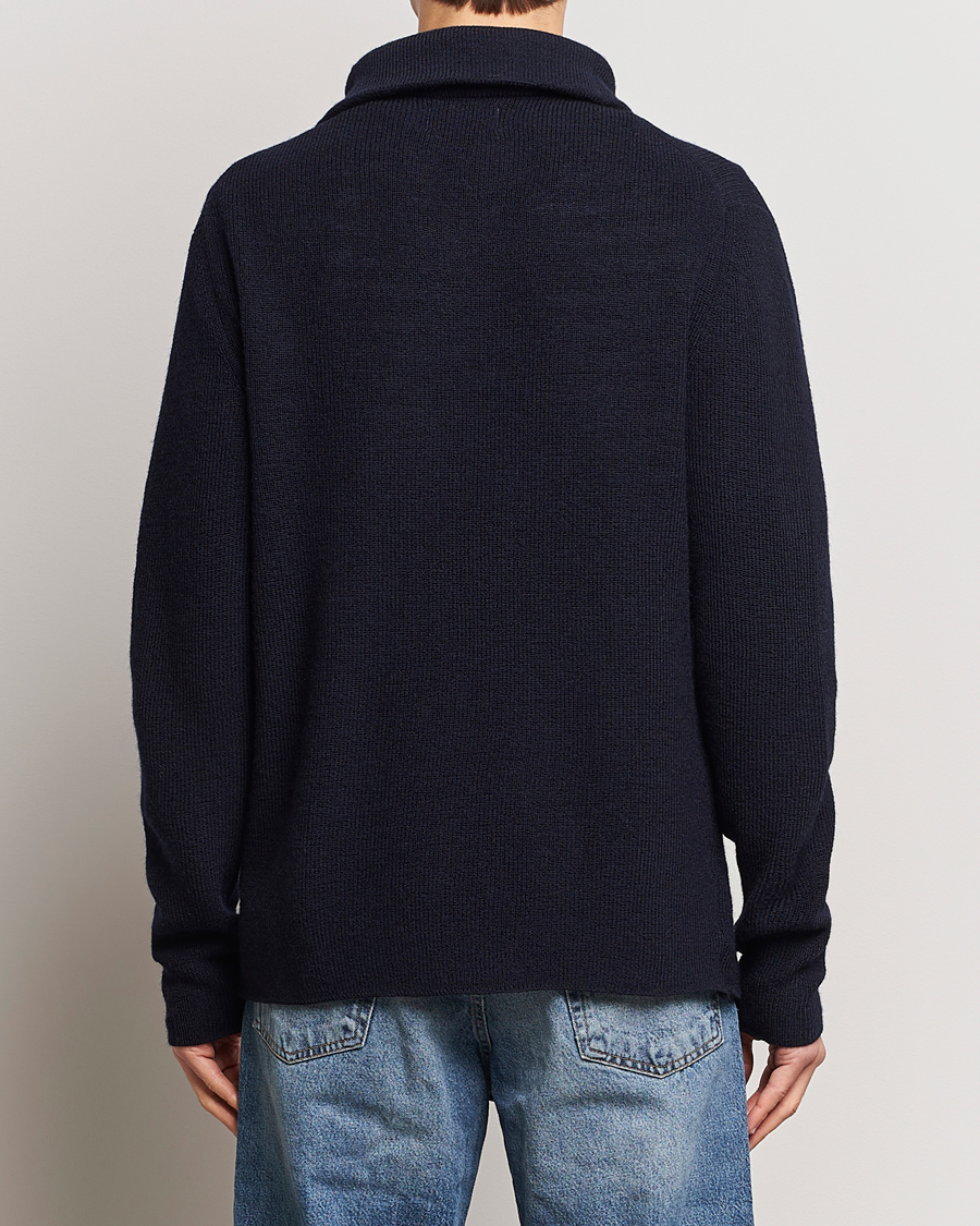 Heren | Truien | NN07 | Carl Rib Knitted Half Zip Navy Blue