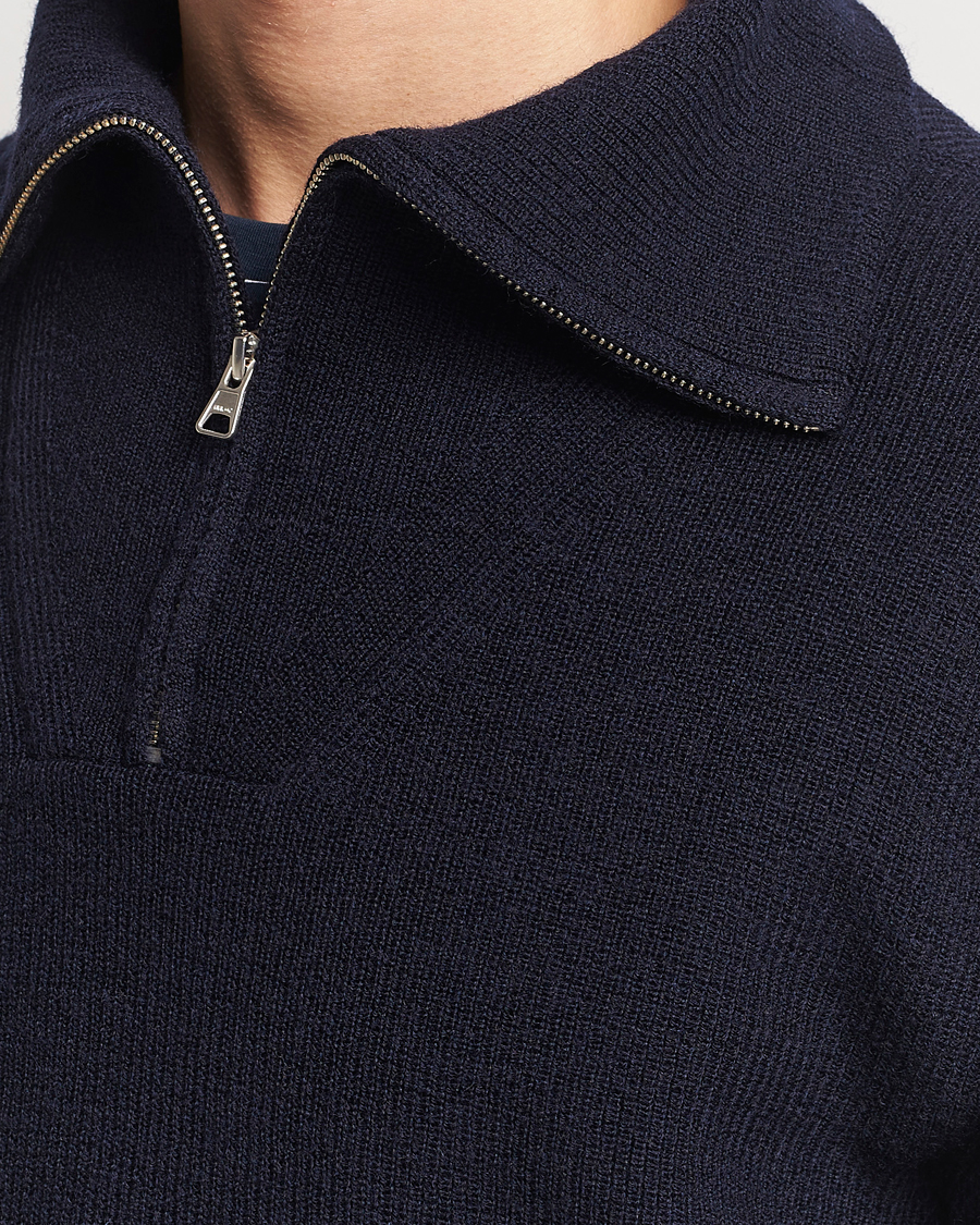 Heren | Truien | NN07 | Carl Rib Knitted Half Zip Navy Blue