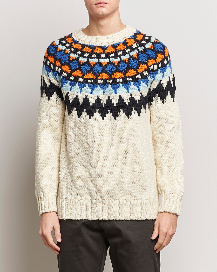 Heren | Sale -30% | NN07 | Felix Nordic Wool Sweater Ecru Multi