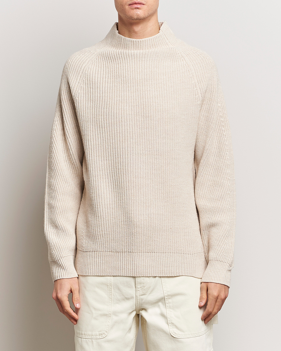 Heren | Truien | NN07 | Liam Mock Neck Sweater Nature Melange