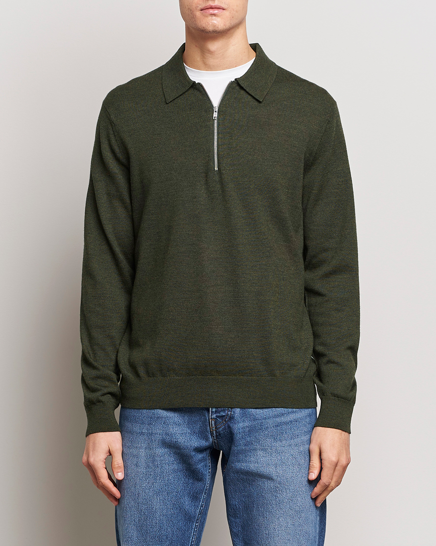 Heren | Sale | NN07 | Sergio Half-Zip Polo Dark Green