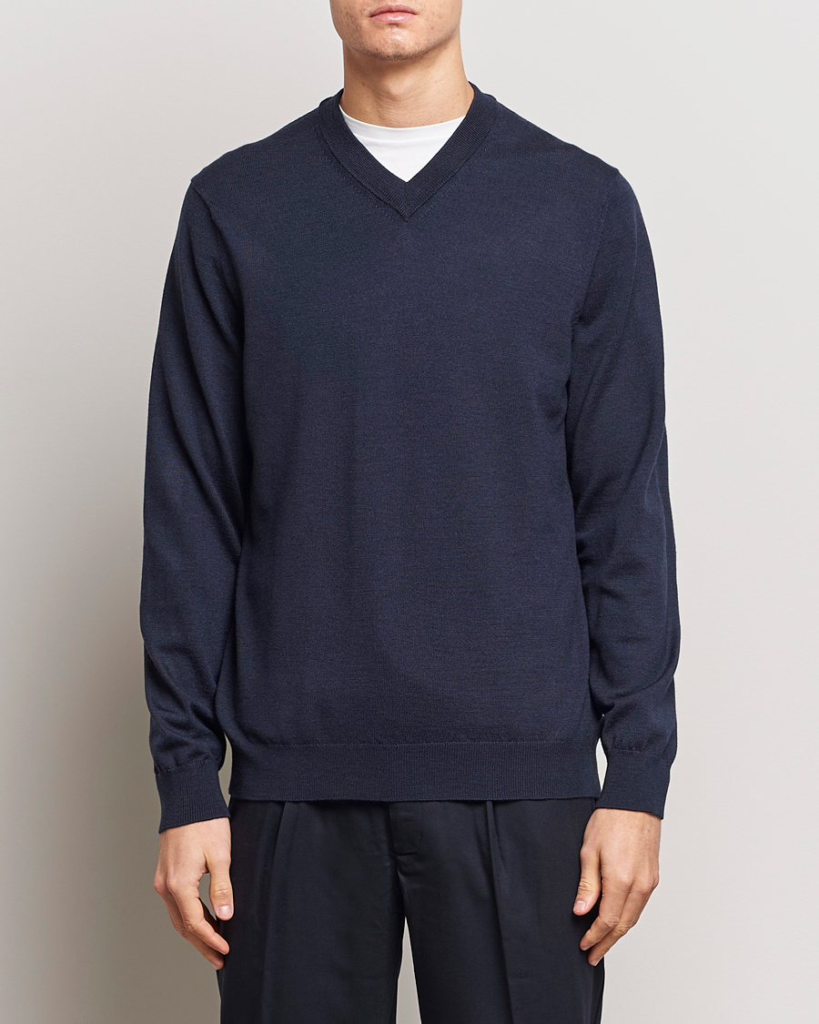 Heren | Business & Beyond | NN07 | Sergio V-Neck Pullover Navy Melange