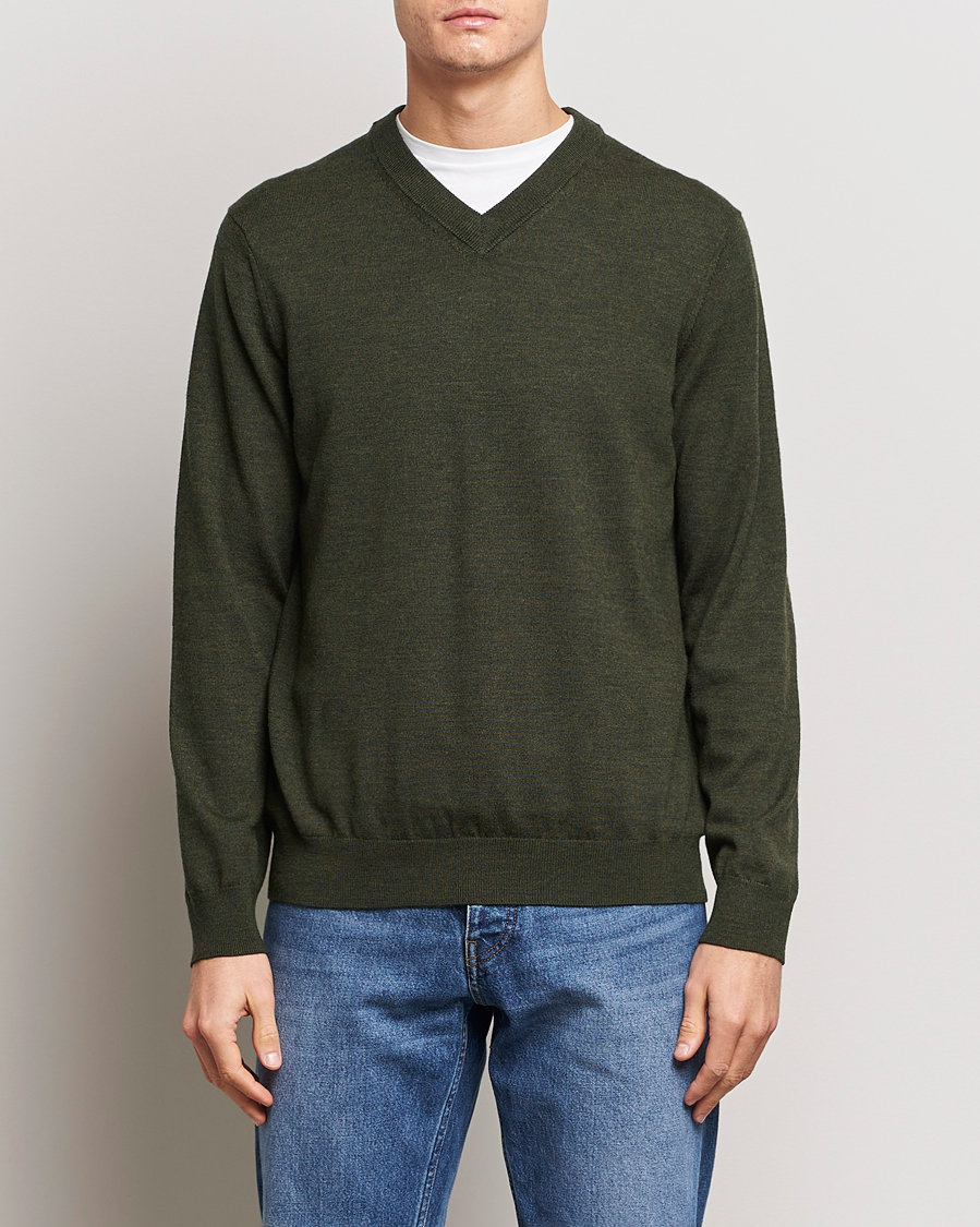 Heren | V-hals truien | NN07 | Sergio V-Neck Pullover Dark Green