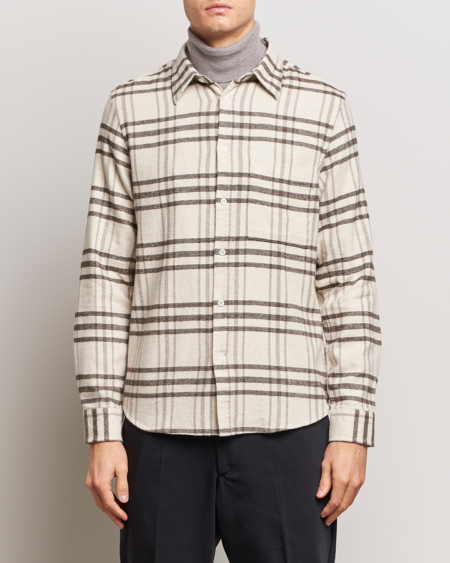 Heren | Sale | NN07 | Arne Checked Cotton Shirt Creme