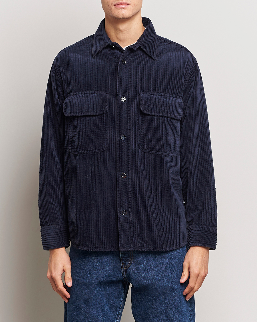 Heren | Sale | NN07 | Folmer Corduroy Shirt Navy Blue