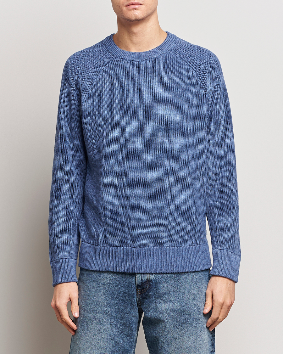 Heren | Truien | NN07 | Jacobo Cotton Crewneck Sweater Gray Blue