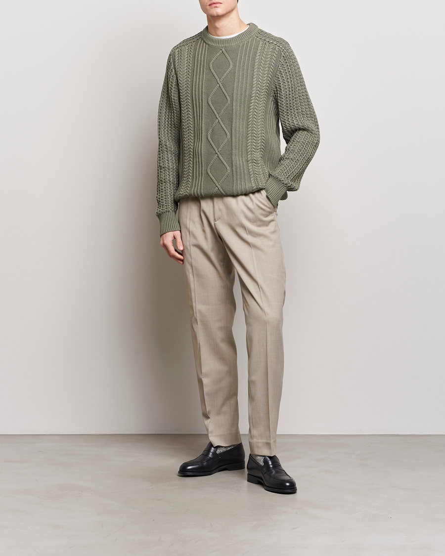Heren | Truien | NN07 | Caleb Cable Knit Sweater Khaki Sand