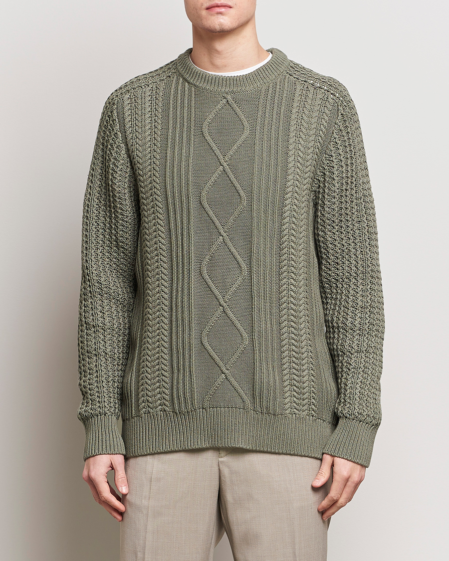Heren | Truien | NN07 | Caleb Cable Knit Sweater Khaki Sand
