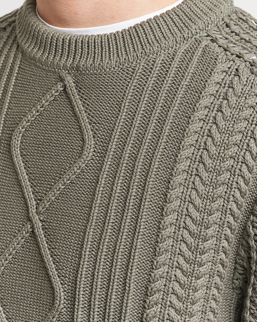 Heren | Truien | NN07 | Caleb Cable Knit Sweater Khaki Sand
