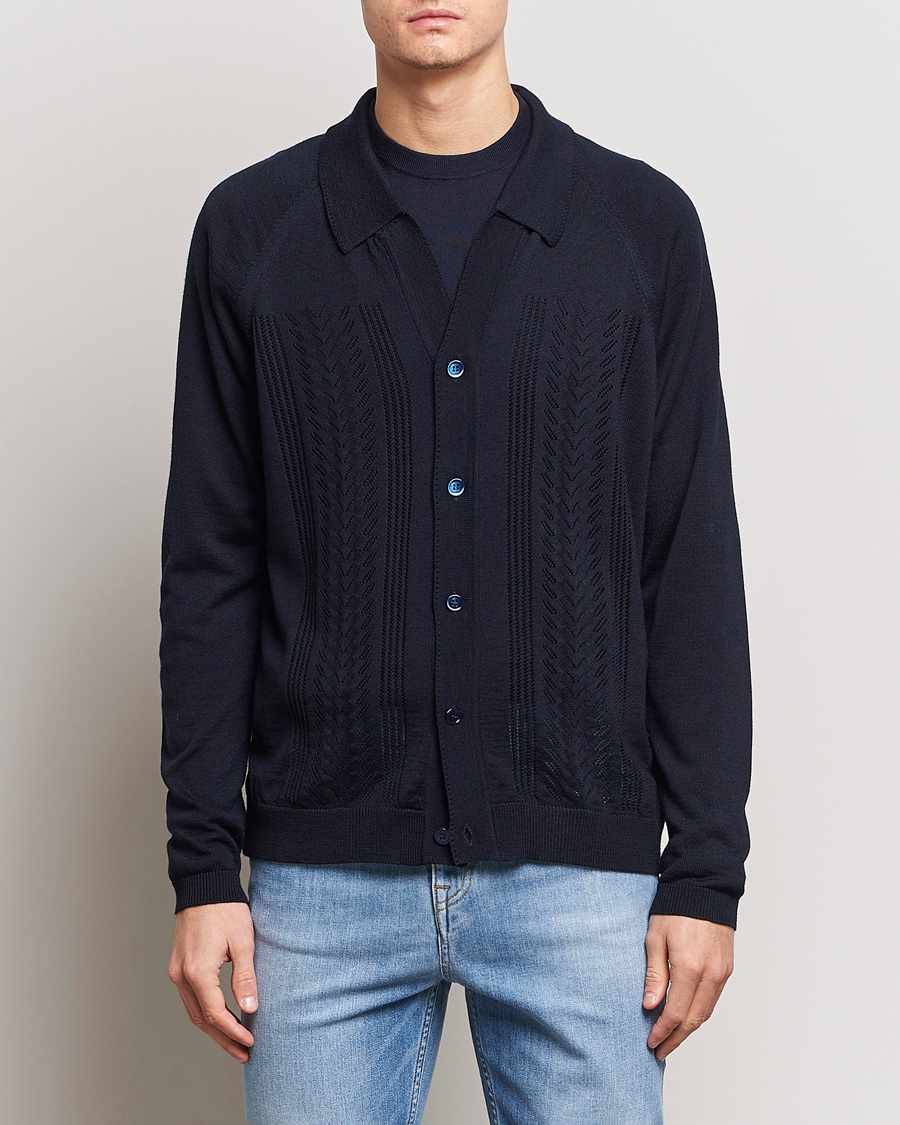 Heren | Truien | NN07 | Bjarki Wool Cardigan Navy Blue