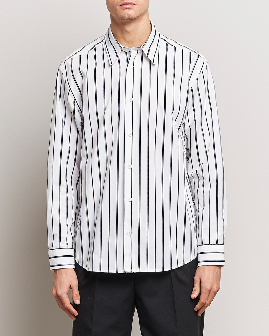 Heren |  | NN07 | Quinsy Striped Cotton Shirt White/Blue