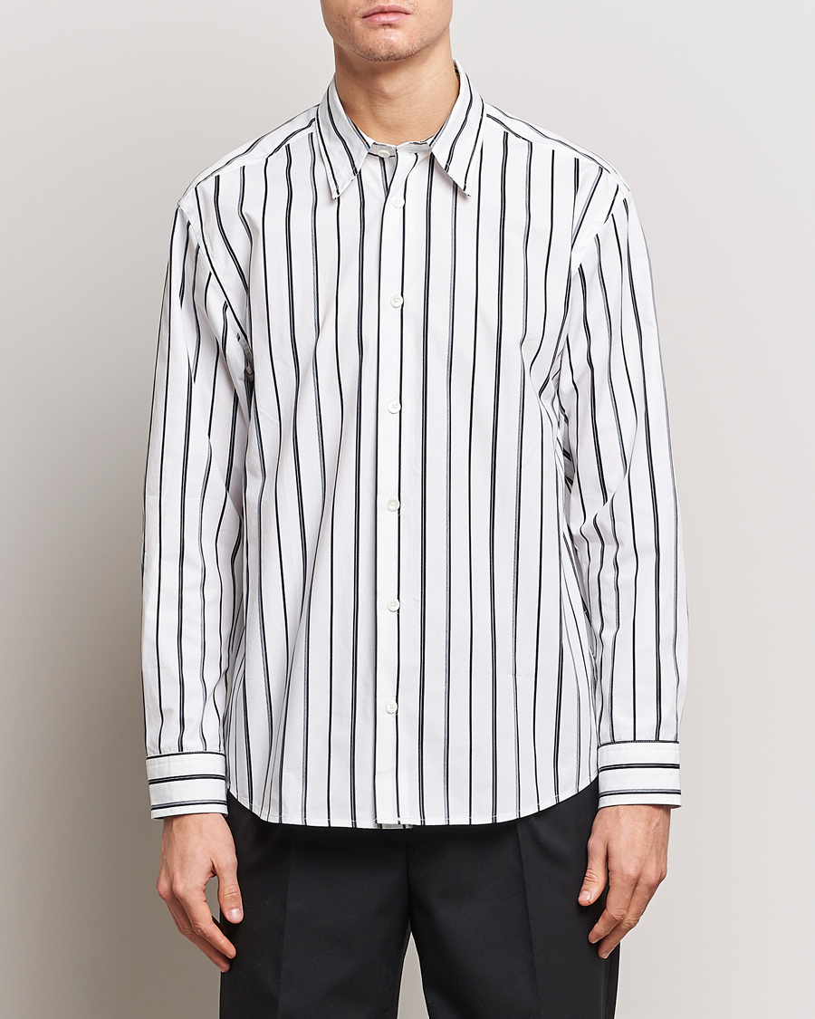 Heren | Casual overhemden | NN07 | Quinsy Striped Cotton Shirt White/Blue