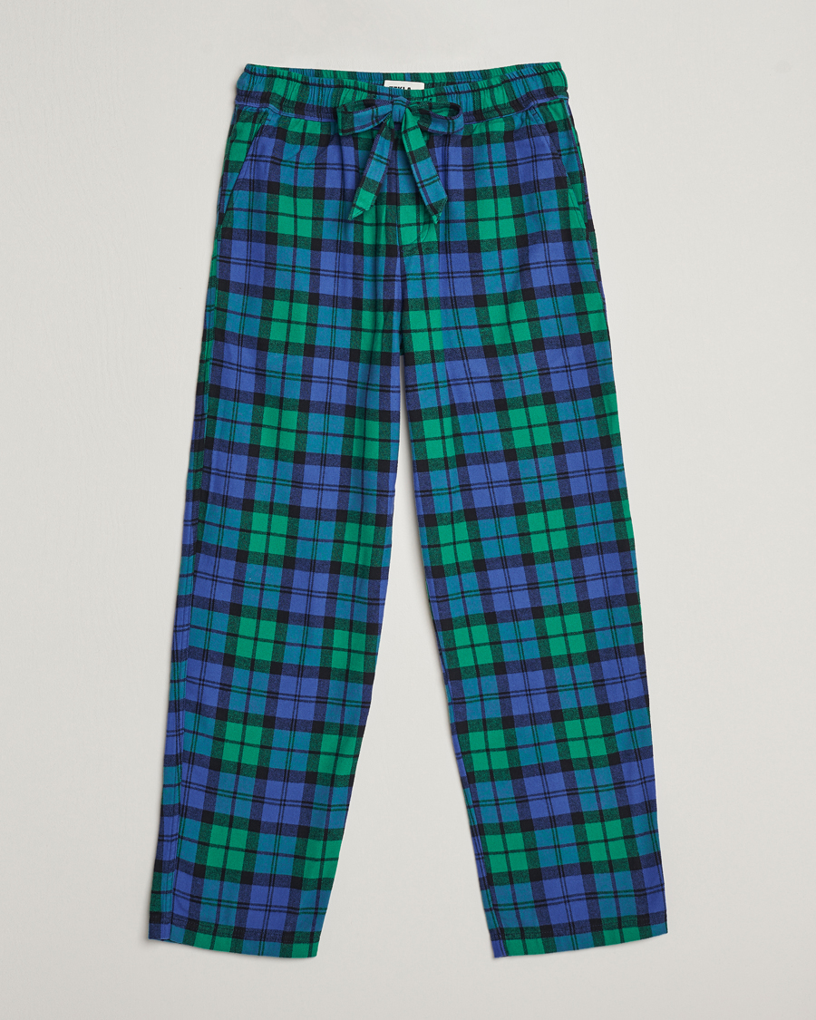 Heren | Pyjama's en gewaden | Tekla | Flannel Checked Pyjama Pants Green/Blue
