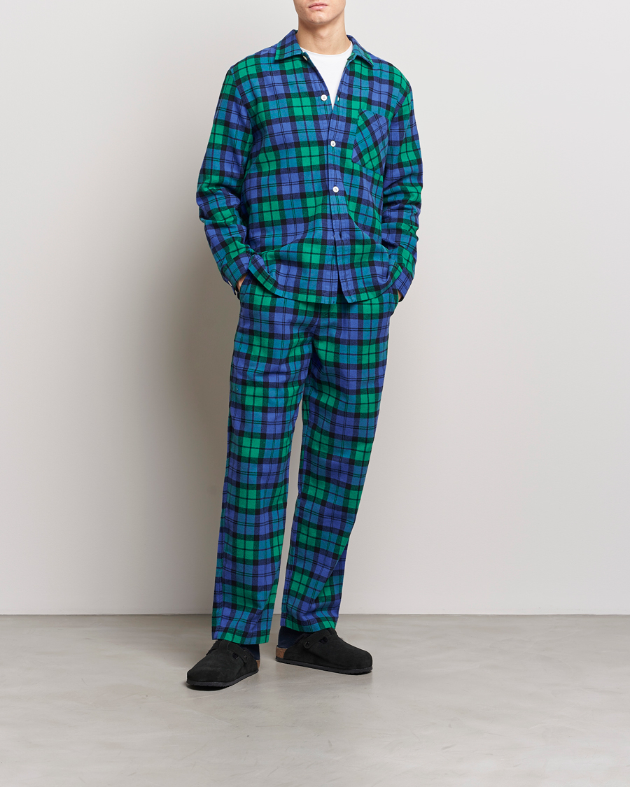 Heren | Pyjama's en gewaden | Tekla | Flannel Checked Pyjama Pants Green/Blue