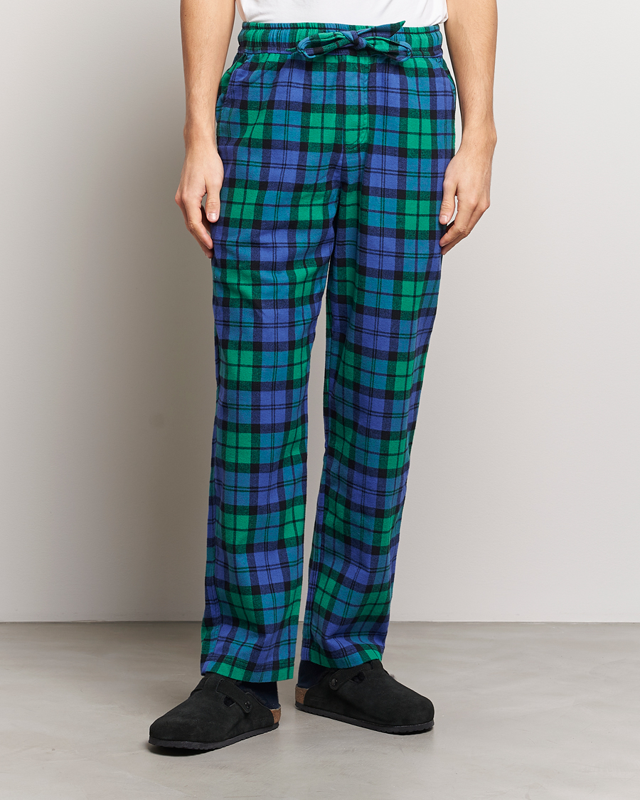 Heren | Pyjama's en gewaden | Tekla | Flannel Checked Pyjama Pants Green/Blue