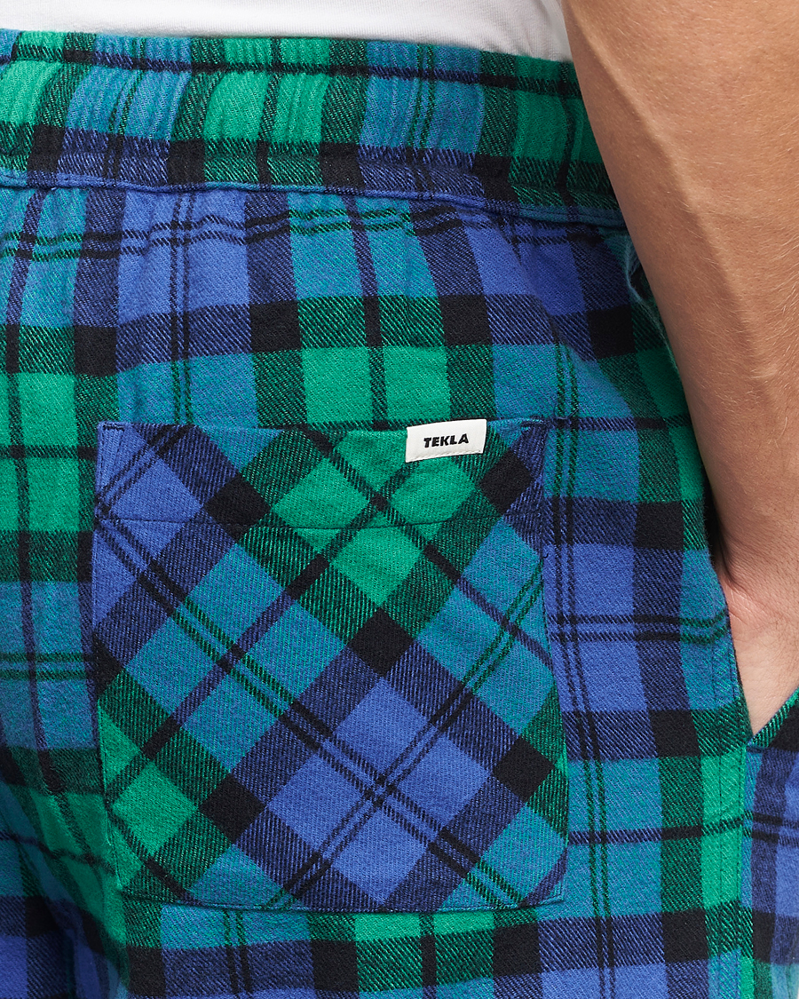 Heren | Pyjama's en gewaden | Tekla | Flannel Checked Pyjama Pants Green/Blue