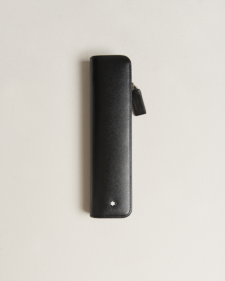Heren | Montblanc Leather Pen Pouch w Zip Black | Montblanc | Leather Pen Pouch w Zip Black