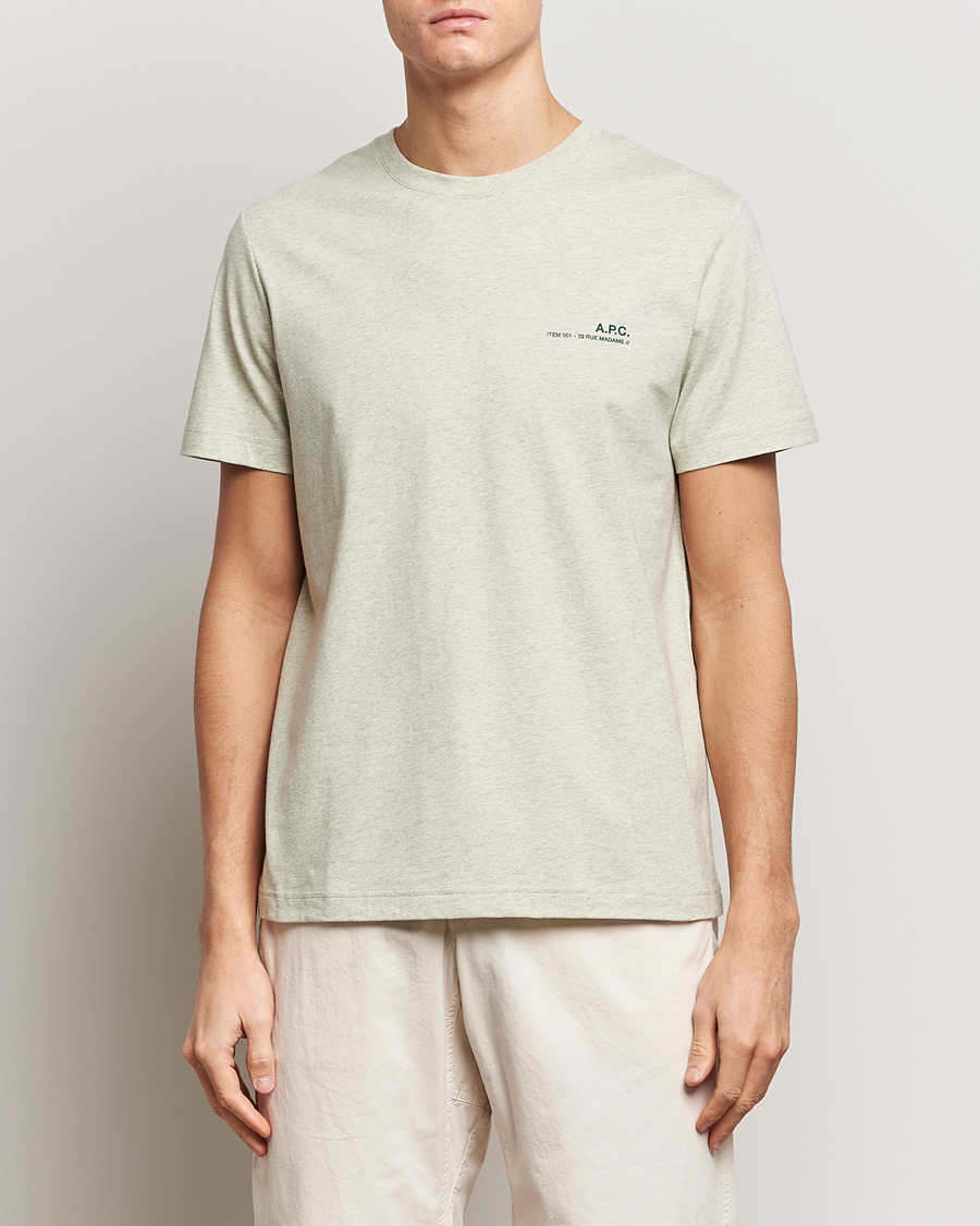 Heren | T-shirts | A.P.C. | Item T-Shirt Vert Pale Chine
