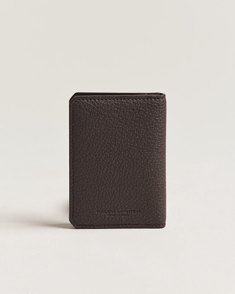 Heren | Ralph Lauren Purple Label Pebbled Calfskin Wallet Dark Brown | Ralph Lauren Purple Label | Pebbled Calfskin Wallet Dark Brown