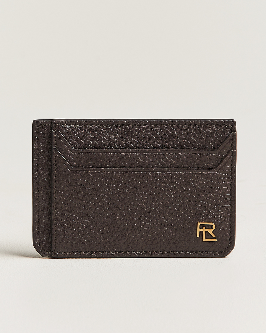 Heren | Ralph Lauren Purple Label Pebbled Calfskin Cardholder Dark Brown | Ralph Lauren Purple Label | Pebbled Calfskin Cardholder Dark Brown