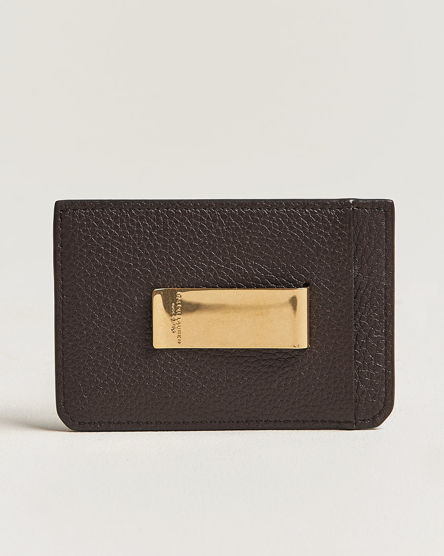 Heren | Ralph Lauren Purple Label Pebbled Calfskin Cardholder Dark Brown | Ralph Lauren Purple Label | Pebbled Calfskin Cardholder Dark Brown