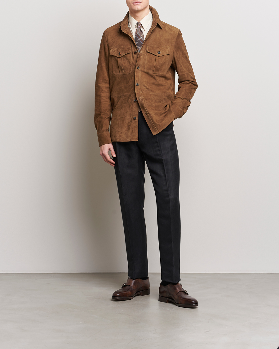 Heren | Jassen | Ralph Lauren Purple Label | Suede Shirt Jacket Dark Brown
