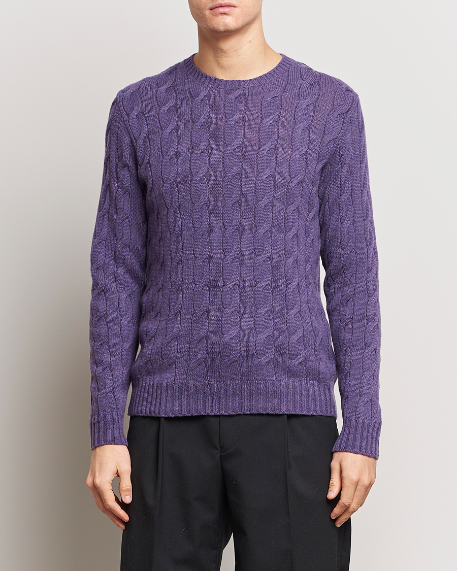 Heren | Luxury Brands | Ralph Lauren Purple Label | Cashmere Cable Sweater Purple Melange