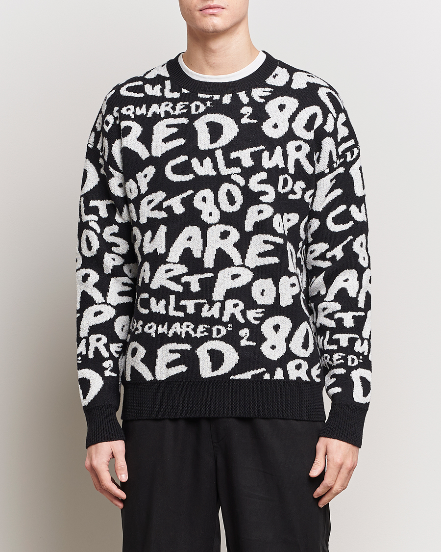 Heren | Sale | Dsquared2 | Pop 80's Crew Neck Knitted Sweater Black