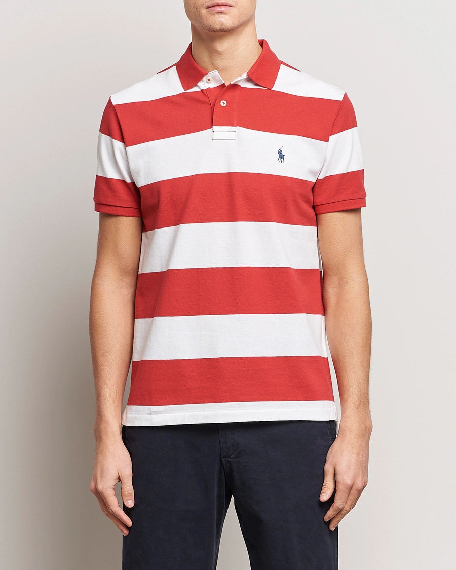 Heren | Poloshirts met korte mouwen | Polo Ralph Lauren | Barstriped Polo Post Red/White
