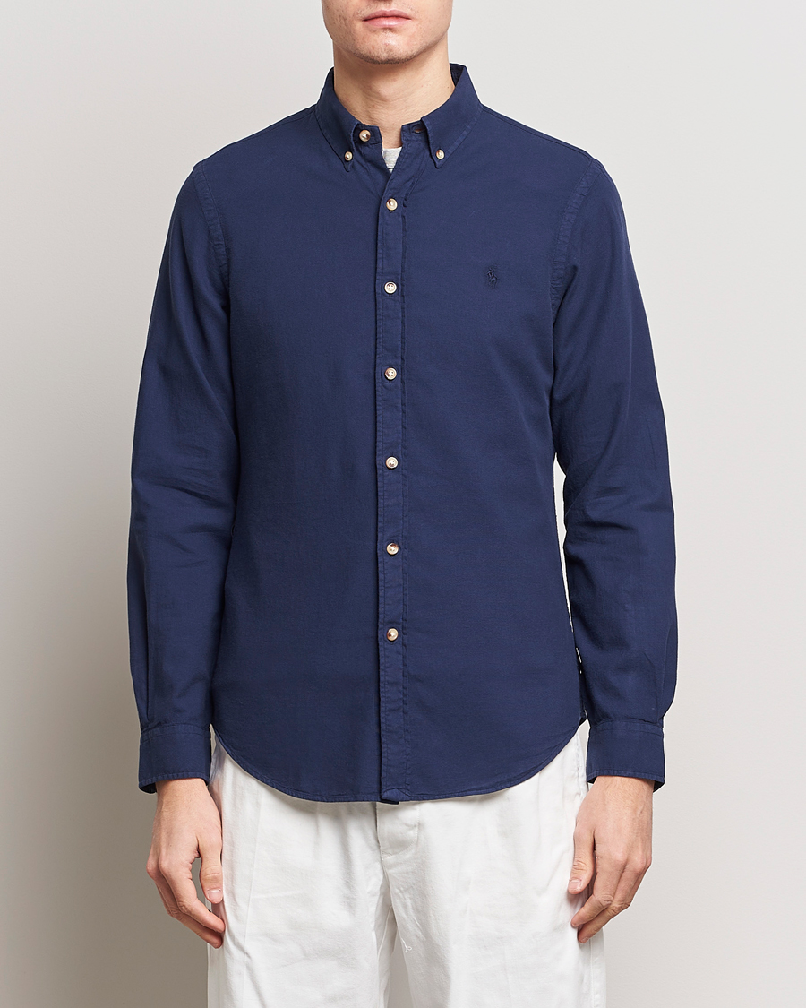 Heren | Overhemden | Polo Ralph Lauren | Slim Fit Cotton Textured Shirt Dark Indigo