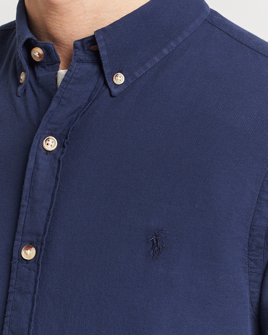 Heren | Overhemden | Polo Ralph Lauren | Slim Fit Cotton Textured Shirt Dark Indigo