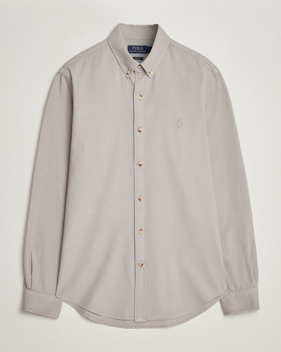 Heren | Overhemden | Polo Ralph Lauren | Slim Fit Cotton Textured Shirt Grey Fog