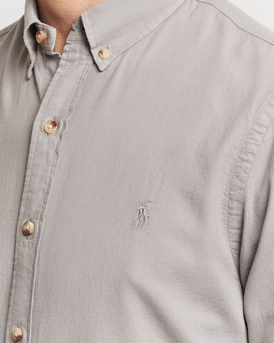 Heren | Overhemden | Polo Ralph Lauren | Slim Fit Cotton Textured Shirt Grey Fog