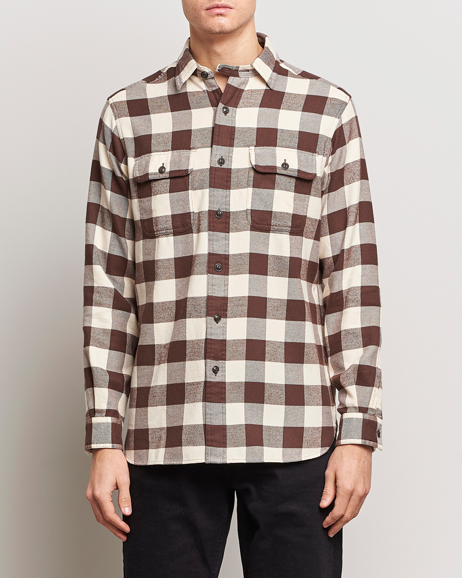 Heren | Shirt jassen | Polo Ralph Lauren | Ranch Checked Pocket Overshirt Cream/Brown